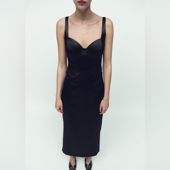 Zara SATIN EFFECT CORSET DRESS - Picture 2 of 16